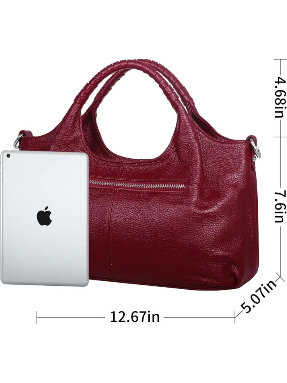 Women's Wine Genuine Leather Shoulder Satchel Designer Crossbody Hobo Bags